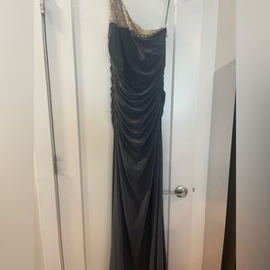 JS Boutique size 4 Gray Sequin one Shoulder Formal Evening dress Ruched NWT
